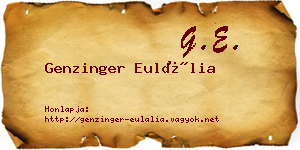 Genzinger Eulália névjegykártya